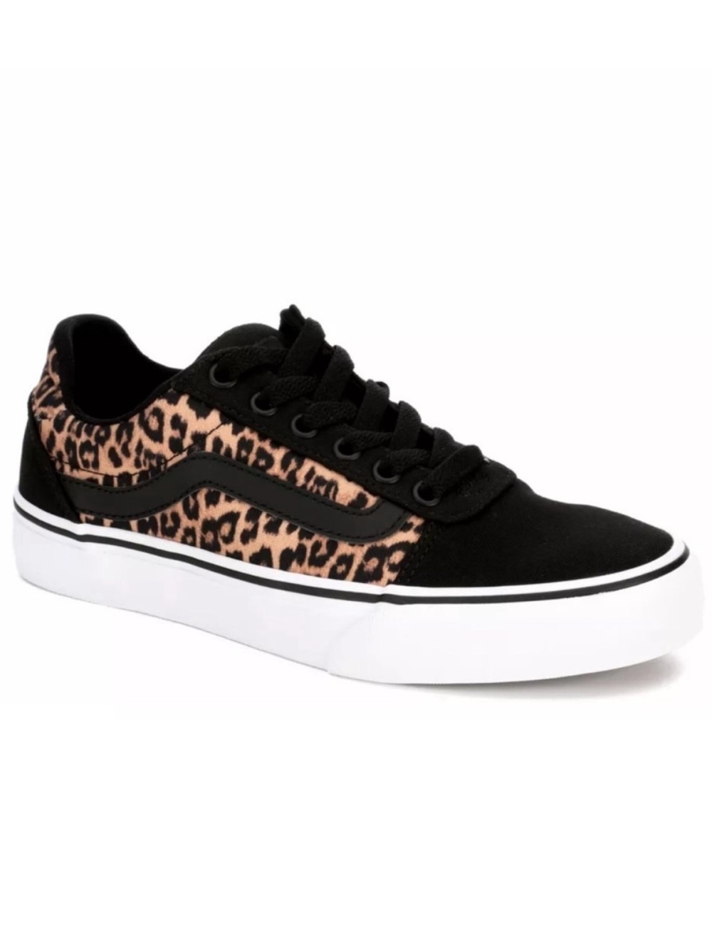 Vans Leopard Panel Black Suede Low-Top Sneakers 6.5W / 4.5Y